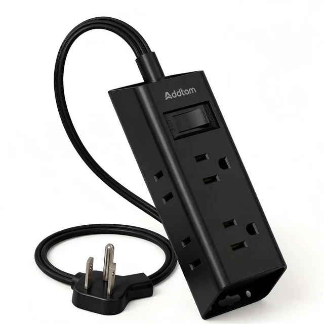 Main image of Flat Plug Power Strip with 6 Outlet Extender, 3 FT Extension Cord Flat Wall Plug with Multiple Outlets, No Surge Protector for Cruise Ship, Travel, Dorm, Home Office, Cruise Essentials, Black