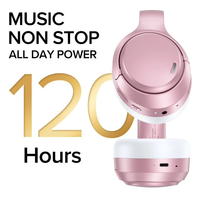 Alt view image 4 of 7 - Hybrid Active Noise Cancelling Headphones 120H Long Playtime, 6 ENC Mic, Wireless Over-Ear Bluetooth 6.0 Headphones, Hi-Res Audio, Memory Foam Earcup, Transparency Mode ANC Headphone for Travel Office