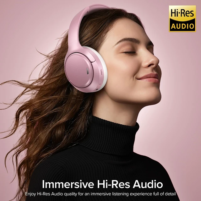 Alt view image 7 of 7 - Hybrid Active Noise Cancelling Headphones 120H Long Playtime, 6 ENC Mic, Wireless Over-Ear Bluetooth 6.0 Headphones, Hi-Res Audio, Memory Foam Earcup, Transparency Mode ANC Headphone for Travel Office