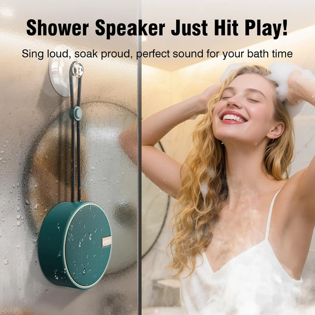 Alt view image 4 of 7 - C12 IP67 Waterproof Shower Bluetooth Speakers Portable Small Speaker Speakers Bluetooth Wireless,Loud Clear Sound,Support TF Card,Suction Cup,for Outdoor Kayak Canoe Beach Gift (Teal)