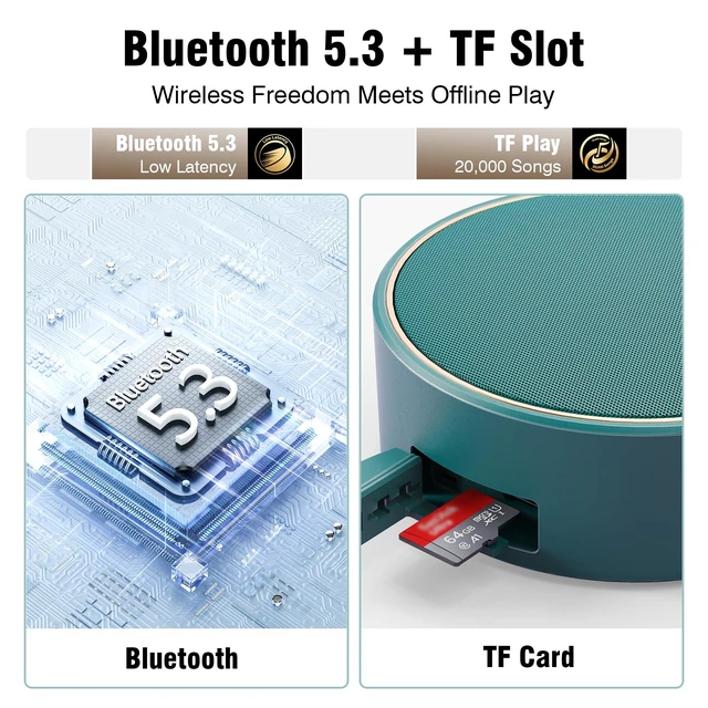 Alt view image 7 of 7 - C12 IP67 Waterproof Shower Bluetooth Speakers Portable Small Speaker Speakers Bluetooth Wireless,Loud Clear Sound,Support TF Card,Suction Cup,for Outdoor Kayak Canoe Beach Gift (Teal)