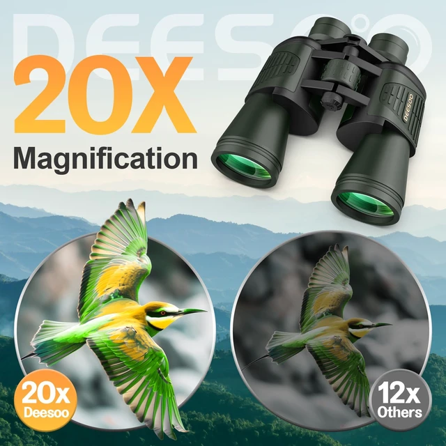 Alt view image 2 of 7 - 20x52 Binoculars for Adults High Powered - Green HD Vision, Large View, BAK4 Porro Prism, Professional for Bird Watching, Cruise Ship, Hunting, Travel, Hiking, Gifts for Men