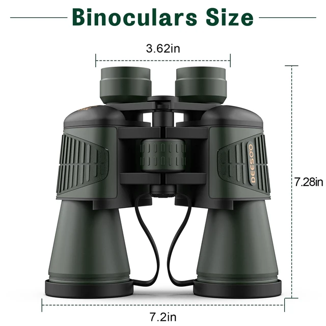 Alt view image 7 of 7 - 20x52 Binoculars for Adults High Powered - Green HD Vision, Large View, BAK4 Porro Prism, Professional for Bird Watching, Cruise Ship, Hunting, Travel, Hiking, Gifts for Men