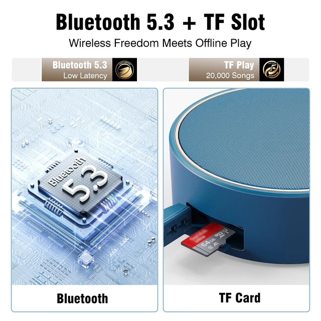 Alt view image 7 of 7 - C12 IP67 Waterproof Shower Bluetooth Speakers Portable Small Speaker Speakers Bluetooth Wireless,Loud Clear Sound,Support TF Card,Suction Cup,for Outdoor Kayak Canoe Beach Gift(Navy)