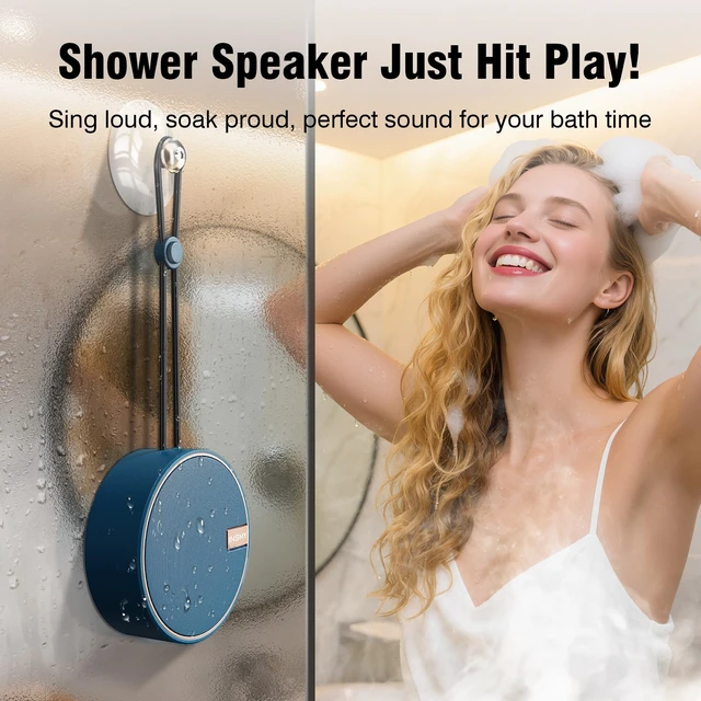 Alt view image 4 of 7 - C12 IP67 Waterproof Shower Bluetooth Speakers Portable Small Speaker Speakers Bluetooth Wireless,Loud Clear Sound,Support TF Card,Suction Cup,for Outdoor Kayak Canoe Beach Gift(Navy)