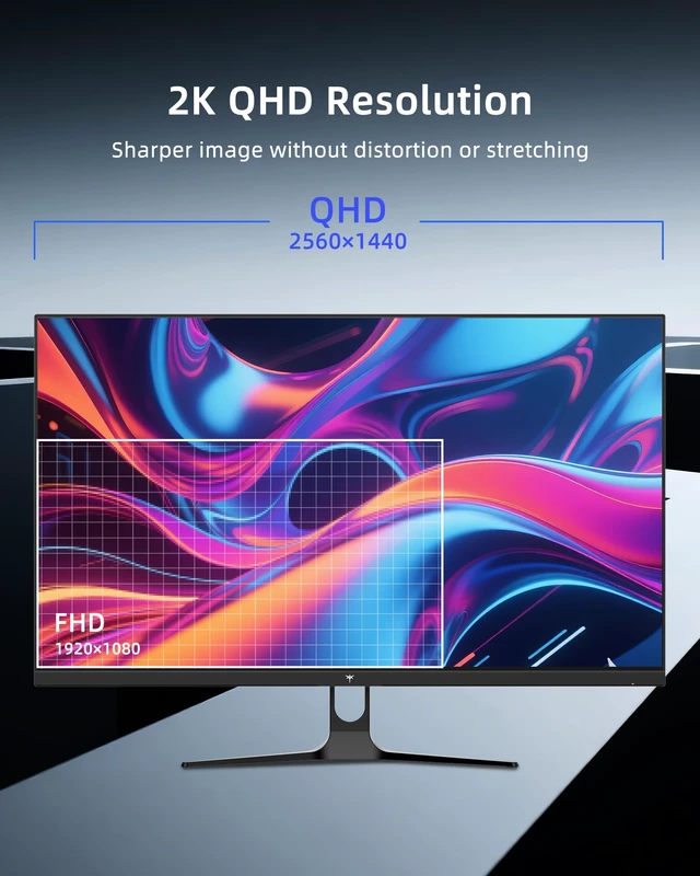 Alt view image 2 of 7 - 32 Inch 2K Computer Monitor, 1440P 120Hz Monitor, IPS with HDR, H32D6 2560x1440 PC Monitors 100Hz, Adaptive Sync, 109%sRGB, HDMI Display Port, Eye Care, Tilt, VESA Mount, for Home Office, White