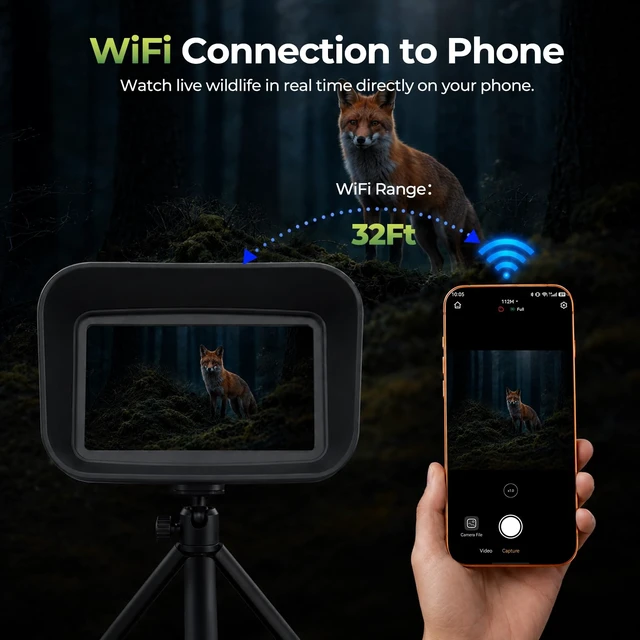 Alt view image 3 of 7 - 4K Night Vision Binoculars with Rangefinder, WiFi, 1200Yd Measuring Range 1968Ft Night Vision, 18X Digital Zoom, 5000mAh Battery, 32GB Card, Wildlife Watching, Camping, Outdoor Gear for Dad & Men