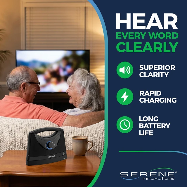 Alt view image 2 of 7 - Portable Wireless TV Speakers for Smart TV - Ideal for TV Watching Without The Blaring Volume - Wireless Speakers for TV Designed for Hard of Hearing, Elderly, and Seniors - 100ft Range