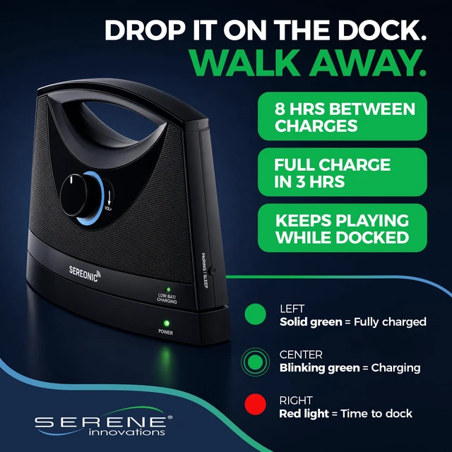Alt view image 7 of 7 - Portable Wireless TV Speakers for Smart TV - Ideal for TV Watching Without The Blaring Volume - Wireless Speakers for TV Designed for Hard of Hearing, Elderly, and Seniors - 100ft Range