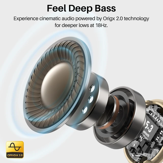 Alt view image 2 of 7 - T6 Wireless Earbuds Bluetooth 5.3 Stereo Sound in Ear Headphones OrigX Stereo Deep Bass, 50H Playtime, Lighter Ear buds, IPX8 Waterproof, wireless Charging Case, 32 EQs via APP Khaki