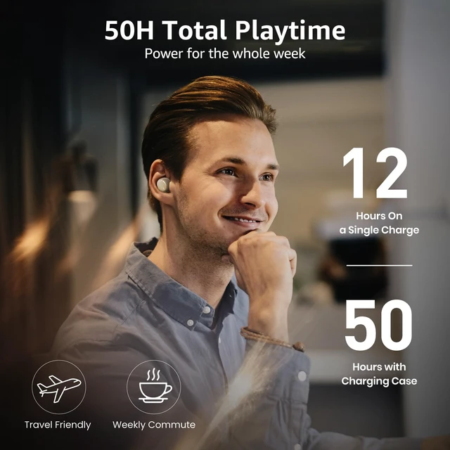Alt view image 3 of 7 - T6 Wireless Earbuds Bluetooth 5.3 Stereo Sound in Ear Headphones OrigX Stereo Deep Bass, 50H Playtime, Lighter Ear buds, IPX8 Waterproof, wireless Charging Case, 32 EQs via APP Khaki