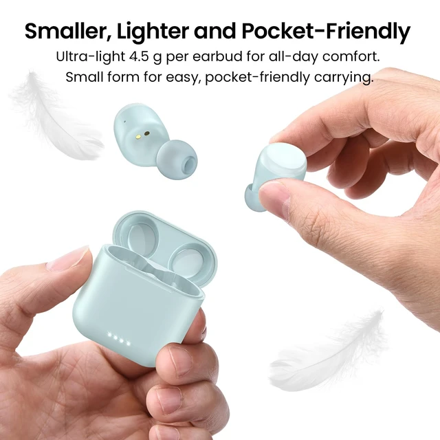 Alt view image 7 of 7 - T6 Wireless Earbuds Bluetooth 5.3 Stereo Sound in Ear Headphones OrigX Stereo Deep Bass, 50H Playtime, Lighter Ear buds, IPX8 Waterproof, wireless Charging Case, 32 EQs via APP Blue