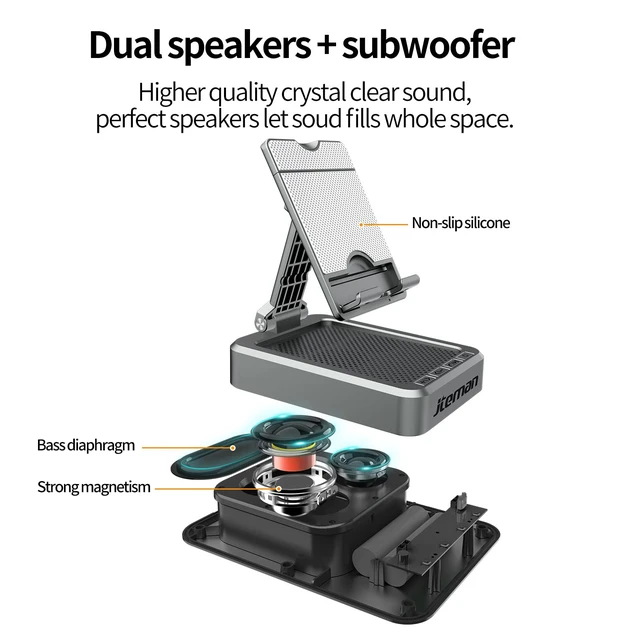 Alt view image 7 of 7 - Wireless Bluetooth Speaker Tablet Stand, Adjustable with Bluetooth Speakers,Gifts for Women Men,Kitchen Gadget for Men,Compatible with Phones and Tablet (4.0-12.9'') - Graphite