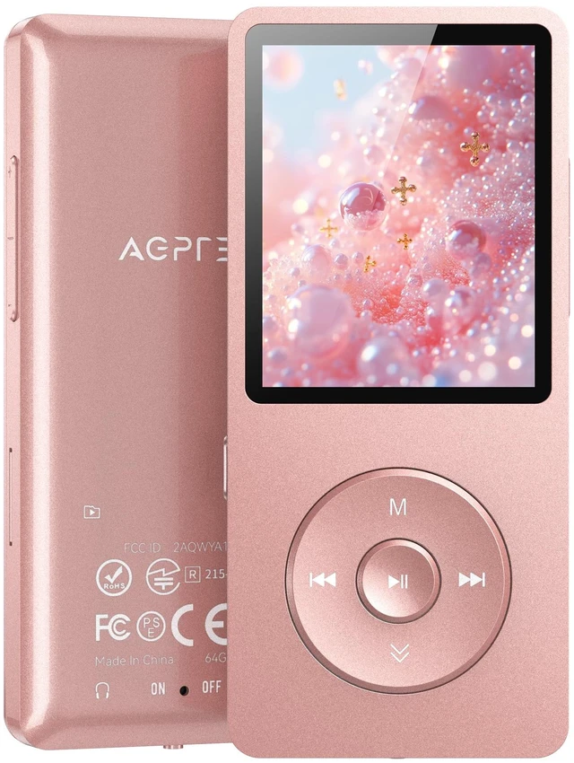 Main image of A02PL 64GB MP3 Player, 65 Hours Playback Music Player, Rose Gold No Bluetooth, Lossless Sound, Supports up to 128GB