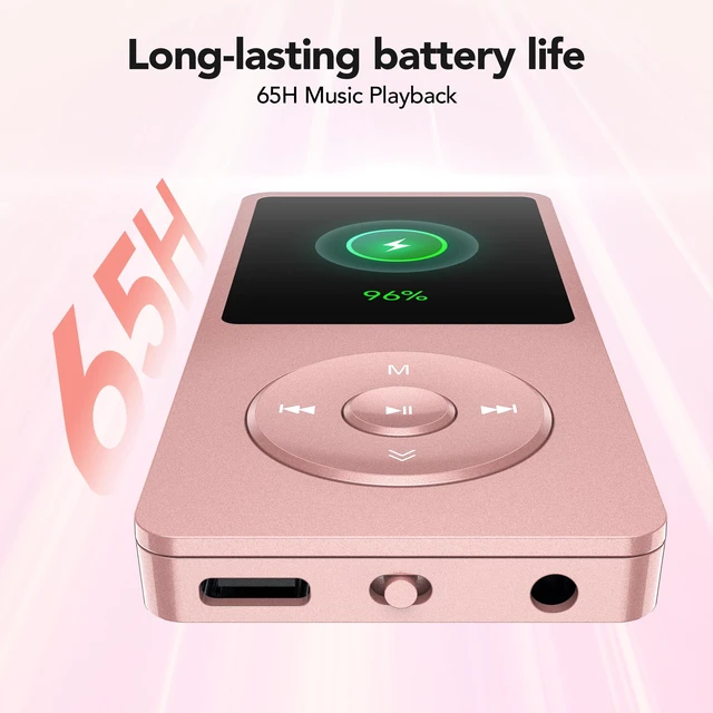 Alt view image 4 of 7 - A02PL 64GB MP3 Player, 65 Hours Playback Music Player, Rose Gold No Bluetooth, Lossless Sound, Supports up to 128GB