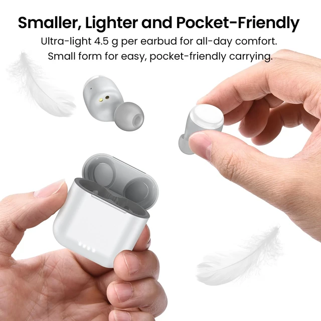 Alt view image 7 of 7 - T6 Wireless Earbuds Bluetooth 5.3 Stereo Sound in Ear Headphones OrigX Stereo Deep Bass, 50H Playtime, Lighter Ear buds, IPX8 Waterproof, wireless Charging Case, 32 EQs via APP White