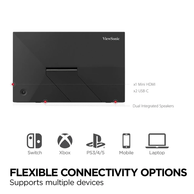 Alt view image 5 of 7 - VA1653 16 Inch 1080p Portable Monitor, FHD IPS External Screen USB C, Mini HDMI, Eye Care, Built In Stand, Protective Case, Mac, PC, Gaming Console, Anti Glare, Lightweight, Ready For Work
