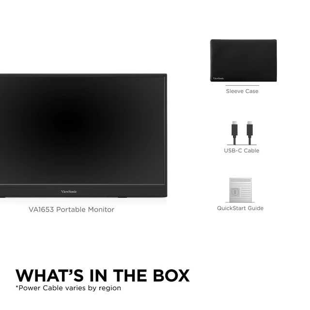 Alt view image 7 of 7 - VA1653 16 Inch 1080p Portable Monitor, FHD IPS External Screen USB C, Mini HDMI, Eye Care, Built In Stand, Protective Case, Mac, PC, Gaming Console, Anti Glare, Lightweight, Ready For Work