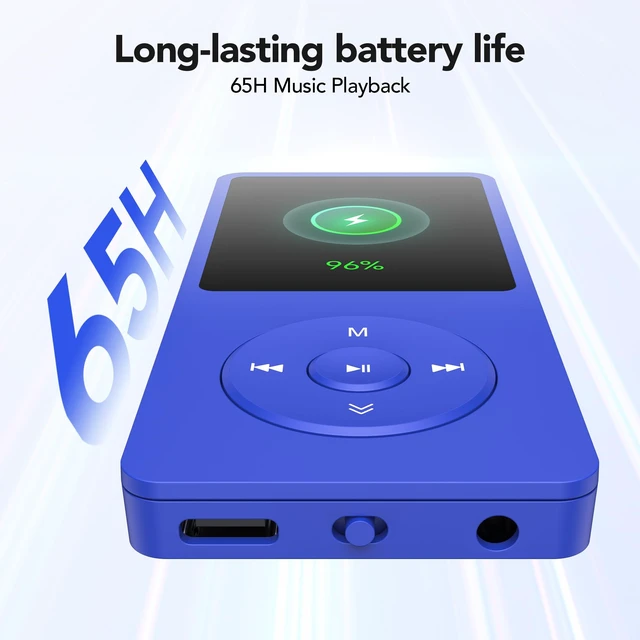 Alt view image 3 of 7 - A02PL 64GB MP3 Player, 65 Hours Playback Music Player, Deep Blue No Bluetooth, Lossless Sound, Supports up to 128GB