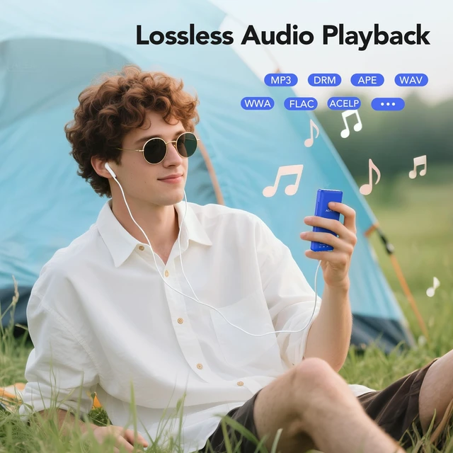 Alt view image 4 of 7 - A02PL 64GB MP3 Player, 65 Hours Playback Music Player, Deep Blue No Bluetooth, Lossless Sound, Supports up to 128GB