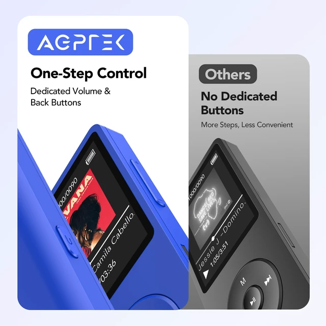Alt view image 6 of 7 - A02PL 64GB MP3 Player, 65 Hours Playback Music Player, Deep Blue No Bluetooth, Lossless Sound, Supports up to 128GB