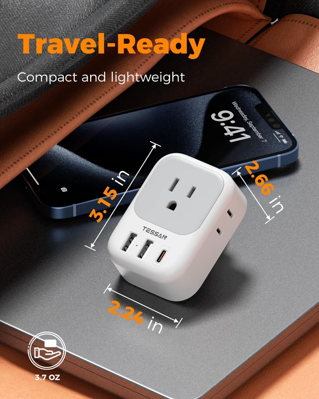 Alt view image 5 of 7 - Brazil Power Adapter PD 20W Type N Plug 4 American Outlets, 3 USB Charger (1 USB C Port), US to Brazil Travel Adaptor, For USA to Brazilian Brasil