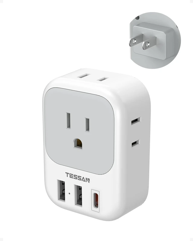 Main image of US to Japan Plug Adapter PD 20W, 2 Prong to 3 Prong Adapter 4 Outlets 3 USB Ports (1 USB C), Type A Travel, US to Japan, Philippines, Canada, Mexico, China, Thailand, Anguilla