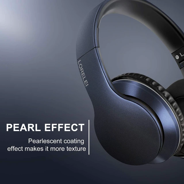 Alt view image 2 of 6 - X6 Over-Ear Headphones with Microphone, Lightweight Foldable & Portable Stereo Bass Headphones with 1.45M No-Tangle, Wired Headphones for Smartphone Tablet MP3 / 4 (Dark Blue)