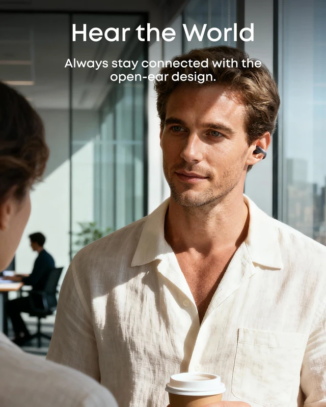 Alt view image 4 of 7 - AeroClip by Anker Open Ear Earbuds, Clip On Earbuds, Open Ring Ultra-Comfort for Running Workout, Stable, Power Bass, Hi-Res, 32H Playtime, Bluetooth 5.4, IP55 Water-Resistant, Clear Calls