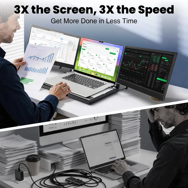 Alt view image 3 of 7 - Upgraded Laptop Screen Extender Portable Monitor, 14" 1080P FHD IPS Screen,Monitor Extender for Laptop,Fit for 13-17" Laptops, Plug & Play Compatiable with Wins/Mac/Android/Switch