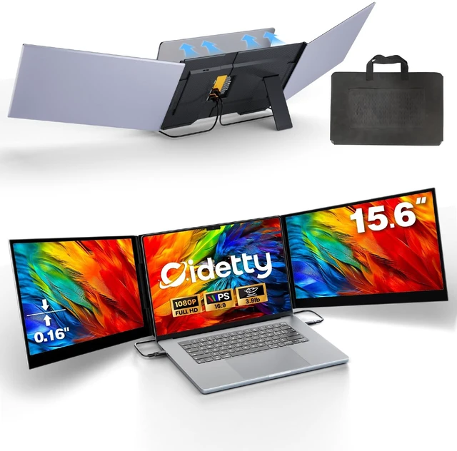 Main image of New Upgrad Laptop Screen Extender Monitor Portable, Ultra Light & Thin Triple Portable Monitor for Laptop 1080P FHD IPS Display for 13-17" Laptop, Plug & Play Compatiable with Win/Mac/Chrome