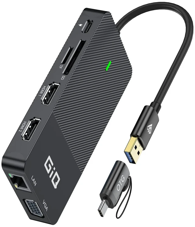 Main image of USB 3.0 Docking Station Dual Monitor,2*HDMI HUB Displaylink Dock for Laptop with Ethernet,Cardreader,Triple Display HDMI Splitter Extend Vga C Adapter for MacBook OS M1-M5 Neo,Windows,dell,hp,computer