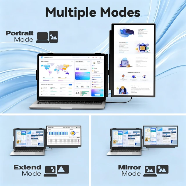 Alt view image 4 of 7 - Laptop Screen Extender 15.6 FHD 1080P IPS Portable Monitor, USB-C Plug and Play Dual Screen with 100% sRGB Color Accuracy, for Windows Mac Android Chrome Laptops 13 to 17
