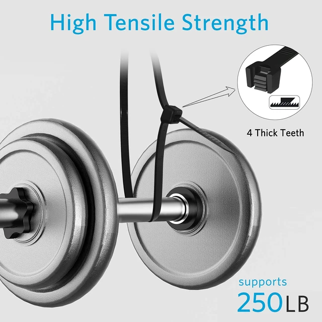 Alt view image 4 of 5 - Industrial Zip Ties Heavy Duty with 250 lbs Tensile Strength, 11.6 inch, Electrical Cable Ties Heavy Duty, 50 Pieces, Wide and Thick Zip Ties, by