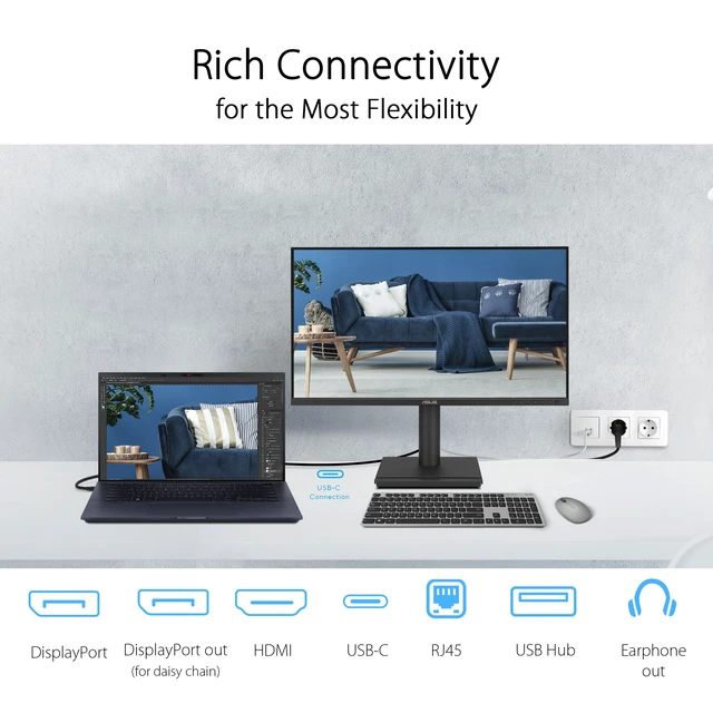 Alt view image 3 of 7 - BE249CGN 24 Inch 1080P 120Hz Computer Monitor, USB-C 96W, HDMI, RJ45 IPS, FHD 120Hz, Frameless, RJ45, Speakers, Height Adjustable, DisplayPort Daisy-chain, VESA Wall Mount, EPEAT Gold