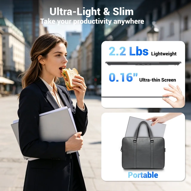Alt view image 3 of 7 - Laptop Screen Extender, 15.6" Ultra-Light & Thin Dual Monitor Extender with 1080P FHD IPS, Eye Care & Neck-Friendly, USB-C/HDMI Plug-Play Portable Monitor for Mac/Win/Android, Fits 13-17" Laptops