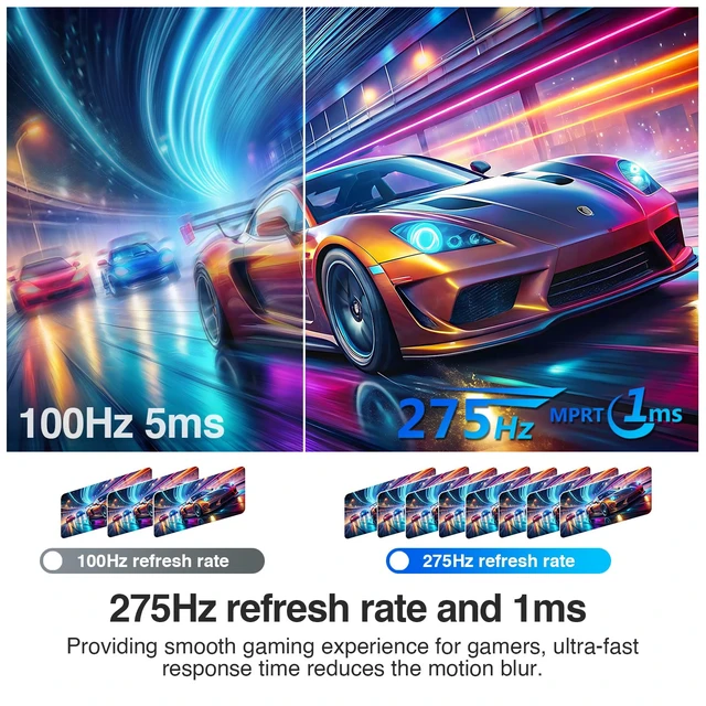 Alt view image 2 of 7 - Z-Edge 27 Inch Gaming Monitor, QHD (2560 x 1440p) 275Hz 240Hz IPS Screen Computer Monitor Support FreeSync, Fast 1ms MPRT Refresh Rate, sRGB 120%, 16.7M Colors, AG27QS 2X DP 1.4 and 2X HDMI 2.1