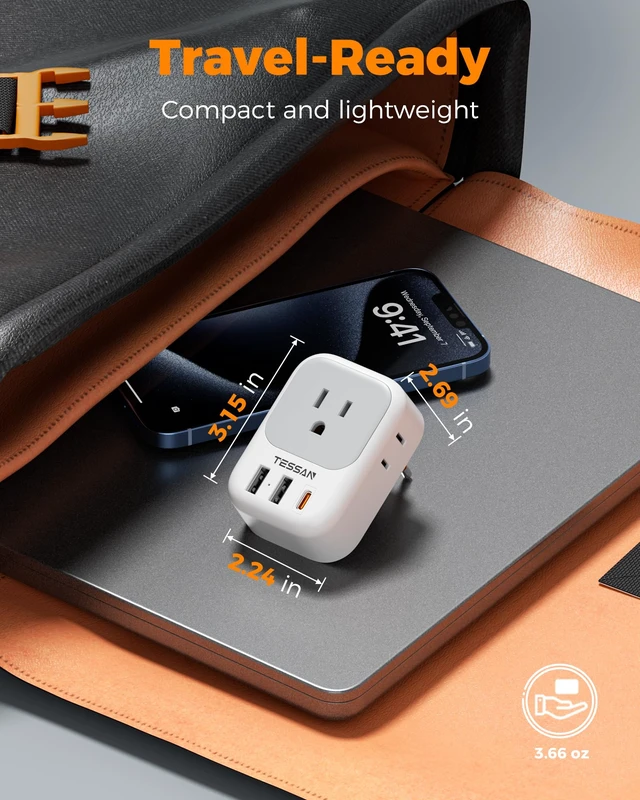 Alt view image 6 of 7 - Italy Travel Plug Adapter PD 20W, Type L Adapter for Travel 4 Outlets, 3 USB Ports (1 USB-C), Italy Power Adaptor, US to Chile Rome Uruguay Milan Libya