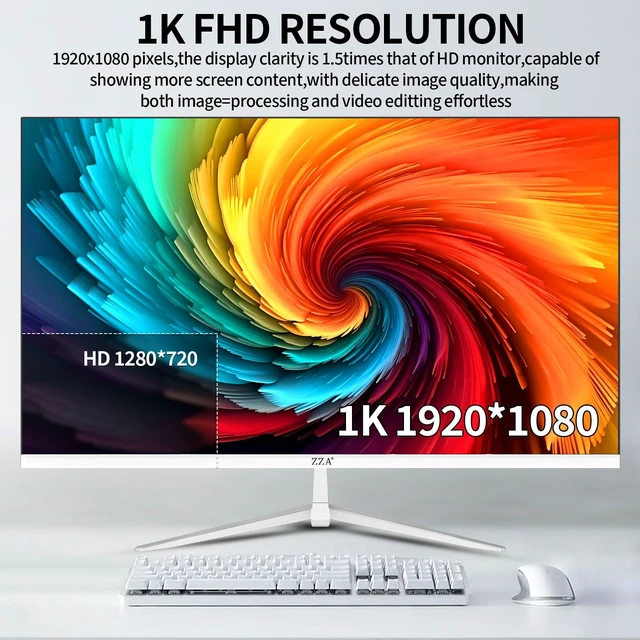 Alt view image 3 of 7 - 32 Inch Flat Computer Monitor 60Hz, FHD 1080p VA Panel, Borderless Display, Supports AMD FreeSync, HRD10, 100% sRGB, HDMI and VGA Ports, Supports Wall Mounting (100mm × 100mm), White