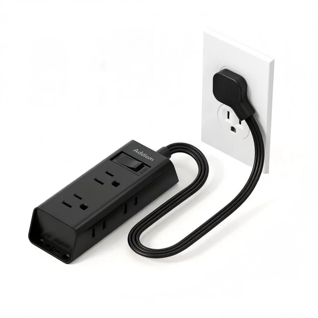 Main image of Flat Plug Power Strip with 6 Outlet Extender, 1 FT Extension Cord Flat Wall Plug with Multiple Outlets, No Surge Protector for Cruise Ship, Travel, Dorm, Home Office, Cruise Essentials, Black