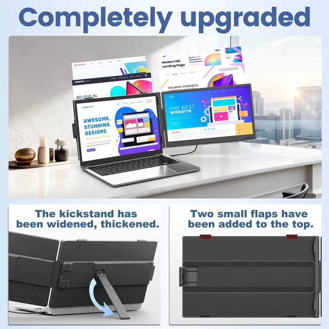 Alt view image 3 of 7 - 14" Laptop Screen Extender, Ultra-Thin FHD 1080P IPS Dual Portable Laptop Monitor Extender for 13-17" Laptops, Plug & Play with HDMI/USB-A/Type-C, Compatible with Windows, Mac, Android