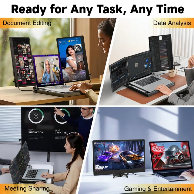 Alt view image 5 of 7 - Upgraded Laptop Screen Extender Portable Monitor, 14" 1080P FHD IPS Screen,Monitor Extender for Laptop,Fit for 13-17" Laptops, Plug & Play Compatiable with Wins/Mac/Android/Switch