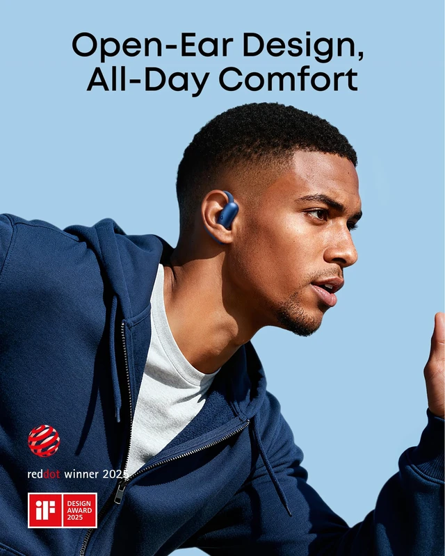 Alt view image 2 of 7 - AeroFit 2 by Anker Open Ear Earbuds, Open Ear Headphones, Earbuds Real-Time Translation, 4 Adjustable Positions, 42H Playtime, Rich Bass, Hi-Res, IP55, AI Clear Calls, Wireless Charging