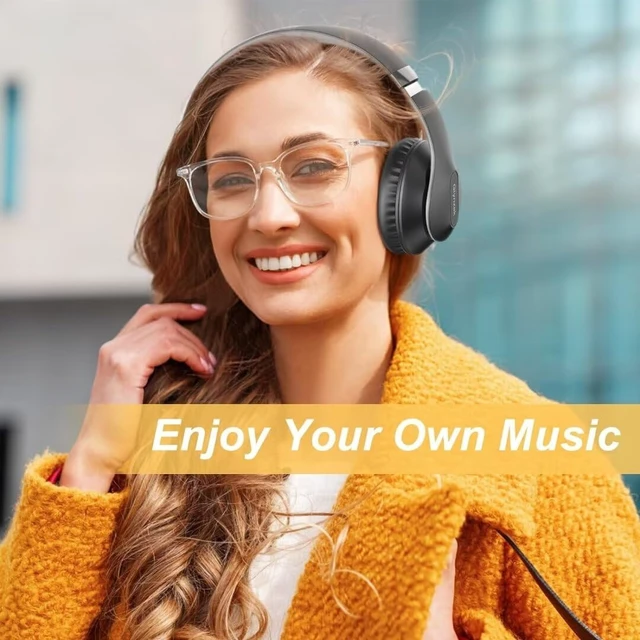 Alt view image 7 of 7 - Wireless Bluetooth Headphones Over Ear V6.0 HiFi Stereo with Mic 65H Playtime 6EQ Modes Foldable Bluetooth Headset with Microphone for Travel Smartphone Computer Laptop Grey
