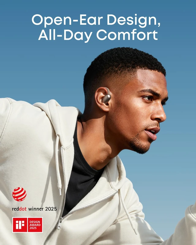 Alt view image 2 of 7 - AeroFit 2 by Anker Open Ear Earbuds, Open Ear Headphones, Earbuds Real-Time Translation, 4 Adjustable Positions, 42H Playtime, Rich Bass, Hi-Res, IP55, AI Clear Calls, Wireless Charging