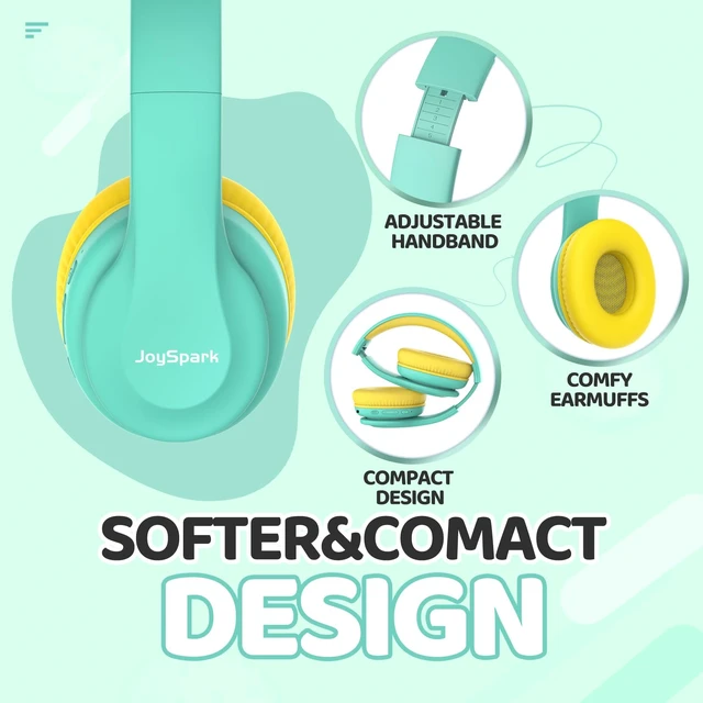 Alt view image 3 of 7 - Kids Bluetooth Headphones Over-Ear, 60Hrs, Built-in Mic-Green 85/94dB Volume Limited, Bluetooth 5.3, Stereo Sound, Lightweight Kids Wireless Headphones for Kids Toddler Travel School