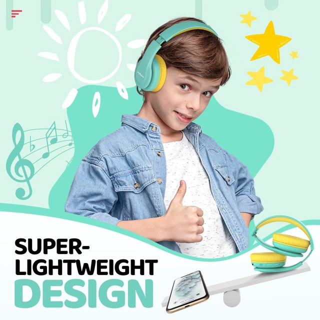 Alt view image 6 of 7 - Kids Bluetooth Headphones Over-Ear, 60Hrs, Built-in Mic-Green 85/94dB Volume Limited, Bluetooth 5.3, Stereo Sound, Lightweight Kids Wireless Headphones for Kids Toddler Travel School