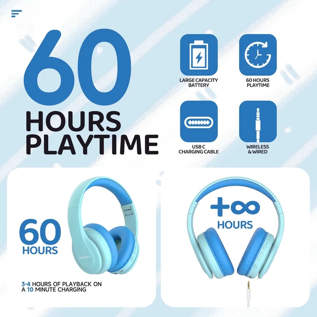Alt view image 4 of 7 - Kids Bluetooth Headphones Over-Ear, 60Hrs, Built-in Mic-Macaron 85/94dB Volume Limited, Bluetooth 5.3, Stereo Sound, Lightweight Wireless Headphones for Kids Toddler Travel School