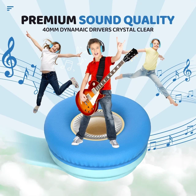 Alt view image 7 of 7 - Kids Bluetooth Headphones Over-Ear, 60Hrs, Built-in Mic-Macaron 85/94dB Volume Limited, Bluetooth 5.3, Stereo Sound, Lightweight Wireless Headphones for Kids Toddler Travel School