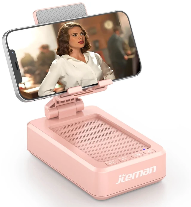 Main image of Bluetooth Speaker with Cell Phone Stand,Gifts for Men Tech Gadgets Big Sound & Clear Bass, Wireless Audio Speaker Stand for iPhone/Android, Foldable Adjustable Phone Holder for Home Office